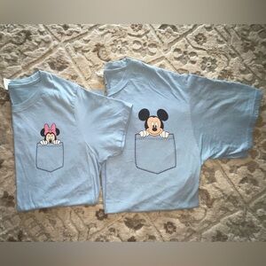 Disney Minnie & Mickey His & Hers Babyblue Tshirts. Read description!